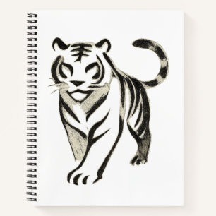 Walking Tiger Zeichn - Tintendesign Notizblock