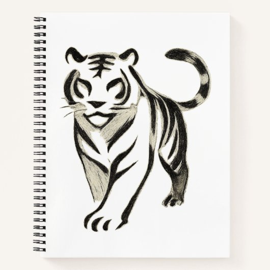 Walking Tiger Zeichn - Tintendesign Notizblock (Vorderseite)
