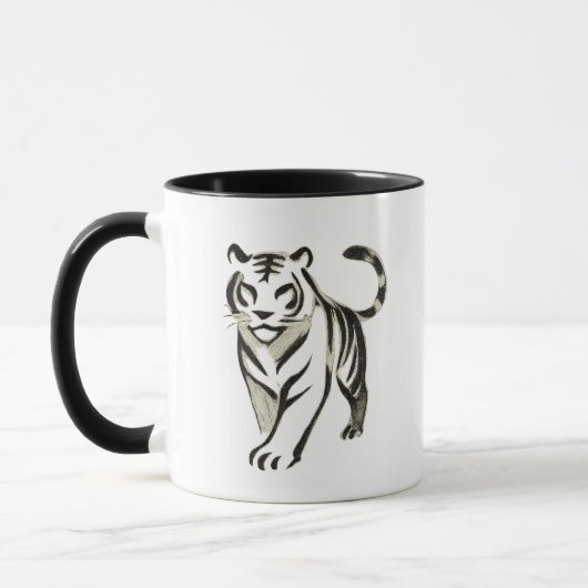 Walking Tiger Zeichnend - Tintendesign der Tasse (Links)