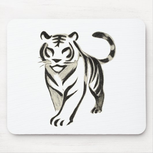 Walking Tiger Zeichnend - Tintenpatronen-Design Mousepad (Vorne)