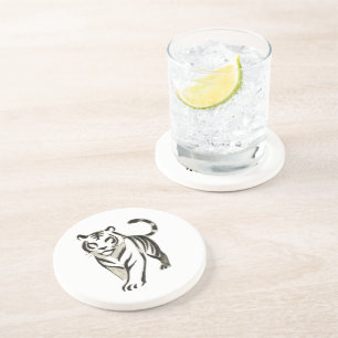 Walking Tiger Zeichnend - Tintenzeichnung Unterset Getränkeuntersetzer