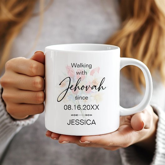 Walking with Jehovah Since Floral Baptism Mug Kaffeetasse
