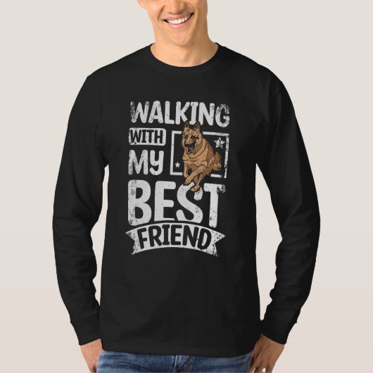 Walking with my best friend german shepherd T-Shirt (Vorderseite)