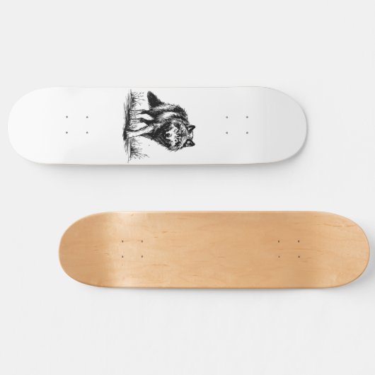 Walking Wolf Illustration Skateboard (Horizontal)