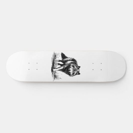 Walking Wolf Illustration Skateboard (Horizontal)