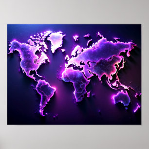 Wall Art Barbed Wire World Map Design Poster