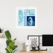 Wall Art Beach Ocean Shore Whale Turtle Seepferd Poster (Heimbüro)