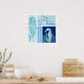 Wall Art Beach Ocean Shore Whale Turtle Seepferd Poster (Küche)