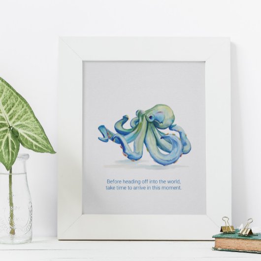 Wall Art Bezauberndes Wasserfarben Blauer Oktopus Poster