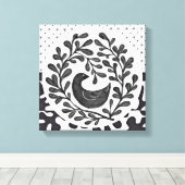 Wall Art Black and White Bird Medallion Leinwanddruck (Insitu (Holzboden))