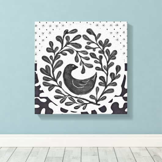 Wall Art Black and White Bird Medallion Leinwanddruck (Insitu (Holzboden))