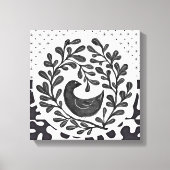 Wall Art Black and White Bird Medallion Leinwanddruck (Vorderseite)