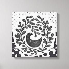 Wall Art Black and White Bird Medallion Leinwanddruck