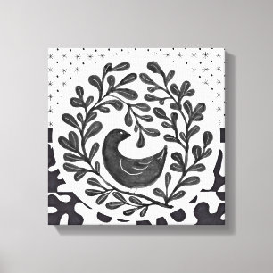Wall Art Black and White Bird Medallion Leinwanddruck
