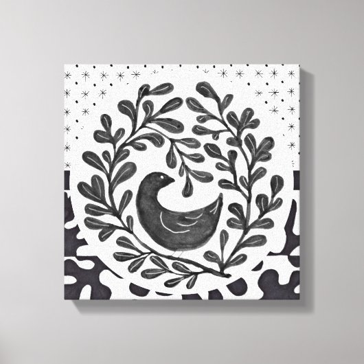 Wall Art Black and White Bird Medallion Leinwanddruck (Vorderseite)