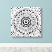 Wall Art Black und White Medallion Doodle Leinwanddruck (Insitu (Holzboden))