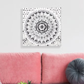 Wall Art Black und White Medallion Doodle Leinwanddruck (Insitu (Wohnzimmer))