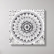 Wall Art Black und White Medallion Doodle