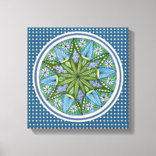 Wall Art Blue Green Yellow Medallion Leinwanddruck