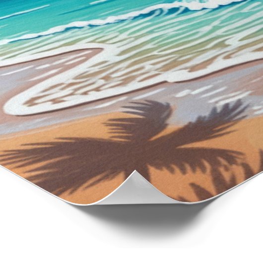 Wall Art. Blue Sea Beach. Poster (Ecke)