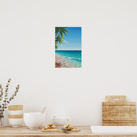 Wall Art. Blue Sea Beach. Poster (Küche)
