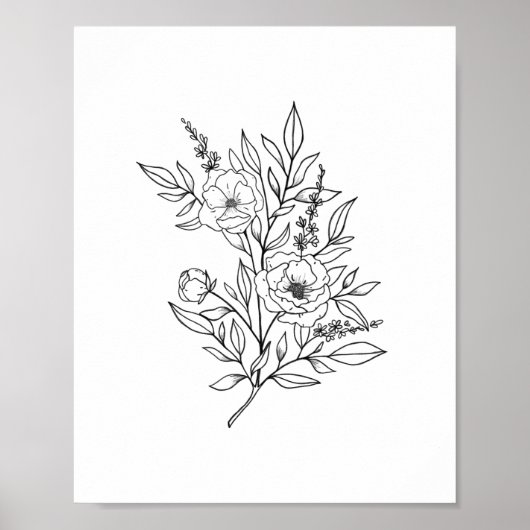 WALL ART DRUCINT | Fine Art Floral Line Art Print Poster (Vorne)