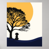 Wall Art, gelbe Sonne, Hund, Baum Poster (Vorne)