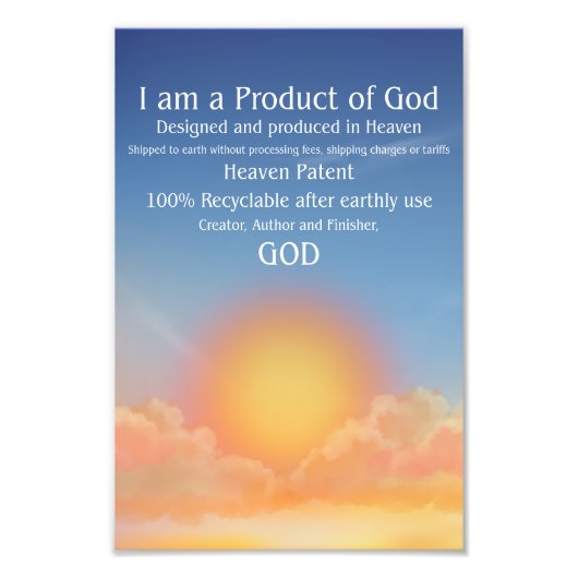 Wall Art - Ich bin ein Produkt Gottes Fotodruck (Vorne)
