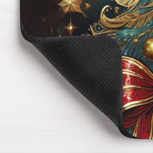 Wall Art mit Weihnachtsbaum und großer roter Bow Mousepad (Ecke)