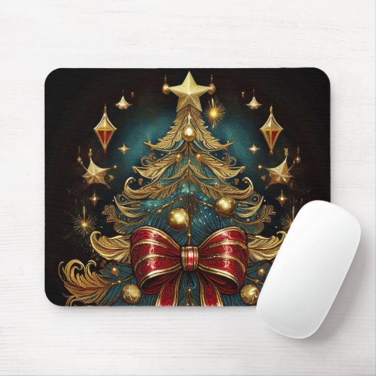Wall Art mit Weihnachtsbaum und großer roter Bow Mousepad (Mit Mouse)
