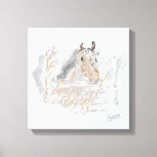Wall Art: Pferdeweiden innerhalb der Felder Leinwanddruck