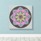 Wall Art Pink Aquamarin und Gelb Medallion Leinwanddruck (Insitu (Holzboden))