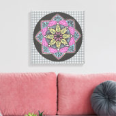 Wall Art Pink Aquamarin und Gelb Medallion Leinwanddruck (Insitu (Wohnzimmer))