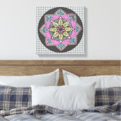 Wall Art Pink Aquamarin und Gelb Medallion Leinwanddruck (Insitu (Schlafzimmer))