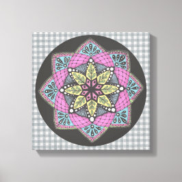 Wall Art Pink Aquamarin und Gelb Medallion Leinwanddruck