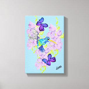 Wall Art; Tag mit dem Humming Bird Leinwanddruck