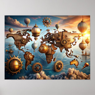 Wall Art Water Color World Map Poster