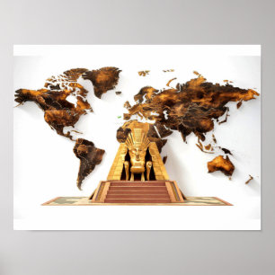 Wall Art World Map mit Pharaohys Design Poster