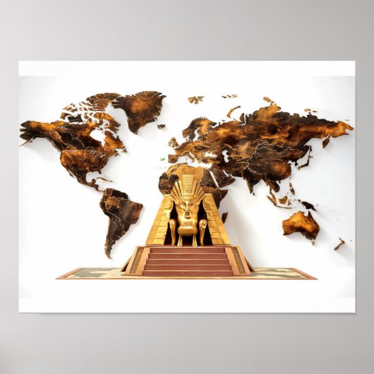 Wall Art World Map mit Pharaohys Design Poster (Vorne)