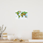 Wall Art World Topographic Map Poster (Küche)