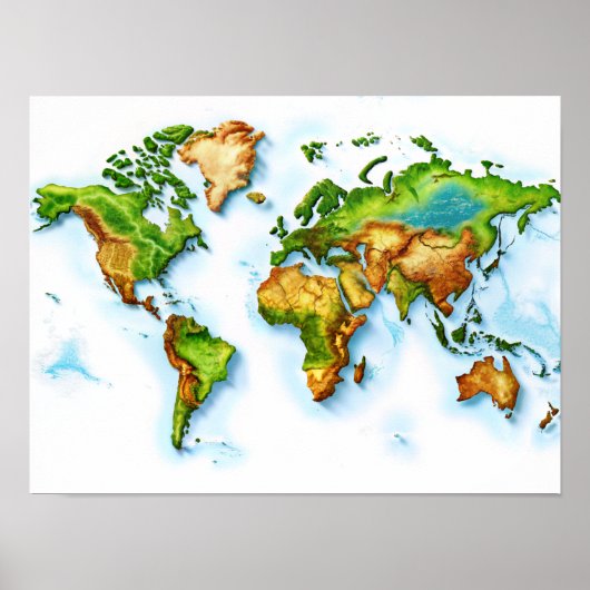 Wall Art World Topographic Map Poster (Vorne)