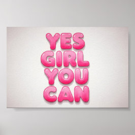 Wall Art Yes You Can Girl Poster