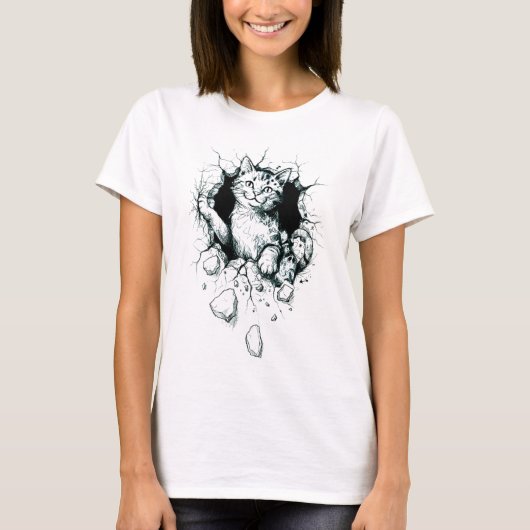 "Wall-Breaking Cat" T-shirt (Vorderseite)