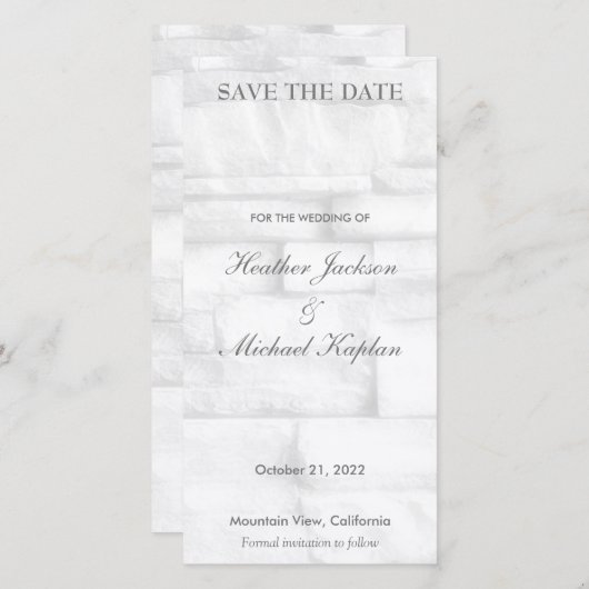 Wall-Bricks Hochzeitsarbeiten Beruflich Minimalist Save The Date (Vorne/Hinten)