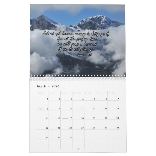 Wall Calendar 2025 mit englischen Bibelversen Kalender (Mär 2026)