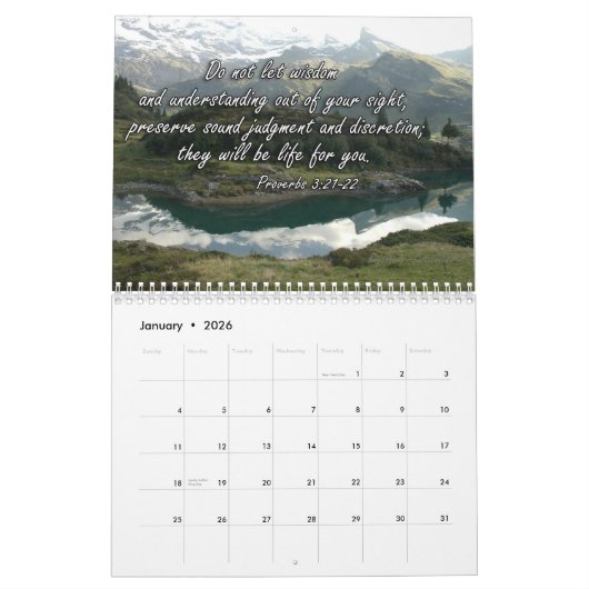 Wall Calendar 2025 mit englischen Bibelversen Kalender (Jan 2026)