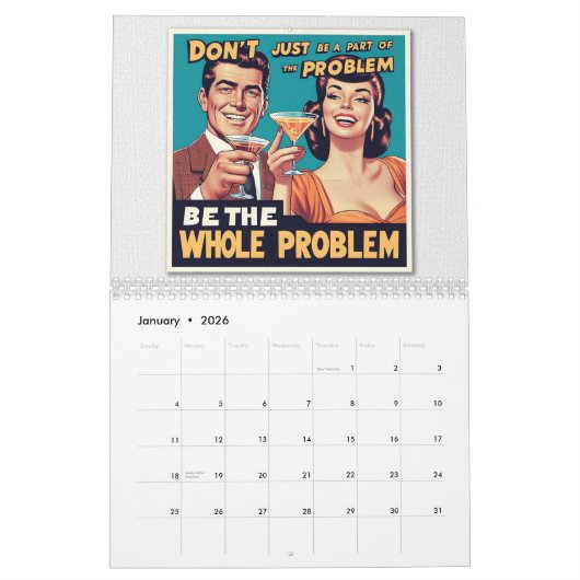 Wall Calendar 2025 - Vintager Style Spaß Kalender (Jan 2026)