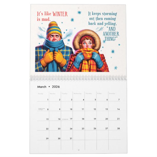 Wall Calendar 2025 - Vintager Style Spaß Kalender (Mär 2026)