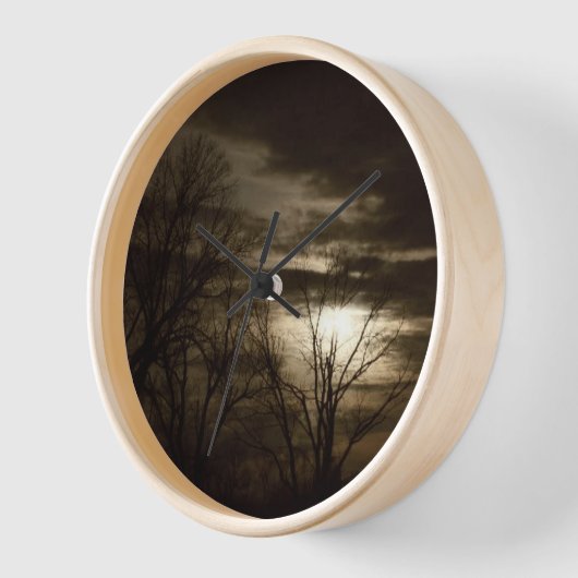 Wall Clock, 10" Round Natural Wood Frame Uhr (Winkel)