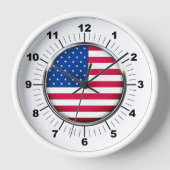 Wall Clock, 10" Round White Holzrahmen USA Uhr (Vorderseite)